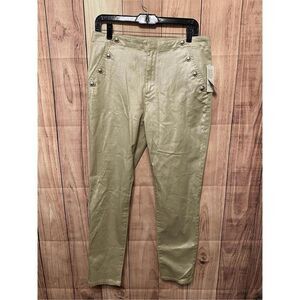 Guess size 32 NWT gold glitter pants high rise skinny button detail denim jeans